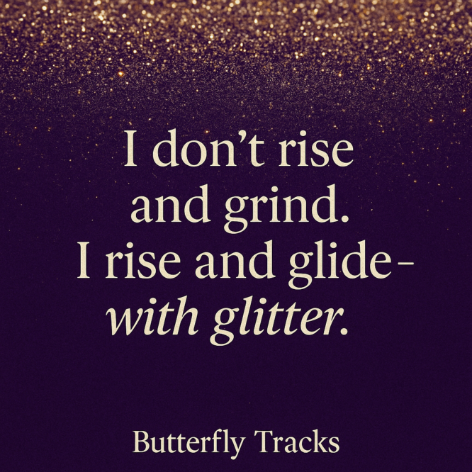 Inspirational quote about rising with glitter and grace.